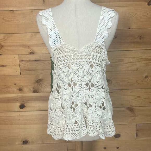 Vintage handmade lace lagenlook layering Gypsy boho bohemian top tank vest Large - Picture 7 of 15